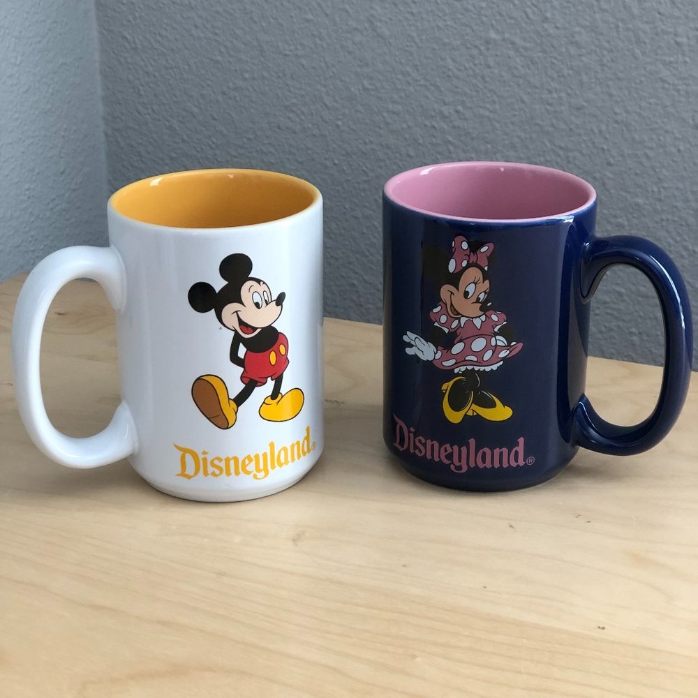 DISNEY Disneyland Large Mickey & Minnie Mug Set - Lot of 2 NEW